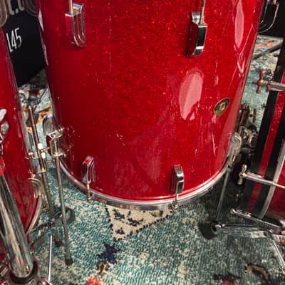 Frankie Banali's Quiet Riot - Leedy & Ludwig Restored 6-Piece Set, 24", 20", 16", 13", 12", 14x5" Matching Snare! Immaculate 1950-1955 - Sparkling Red Pearl image 7