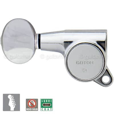 NEW Gotoh SG381-05 R6 Set 6 in line Mini Tuners OVAL Button LEFT HANDED - CHROME