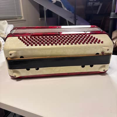 Vintage Near Mint Francini 120-Bass Accordion - Ruby & Mother of Pearl image 15