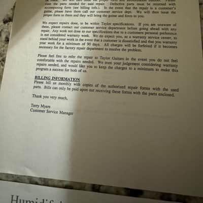 Taylor Shapes Flyer, Humidity & Repair Info Sheets 90s-2000s image 7