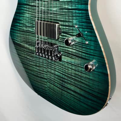 Tom Anderson Angel, Flame Maple Top, Ziricote FB, HC1/HC2+, Cajun Key Lime to Teal Burst, w/Bag image 7