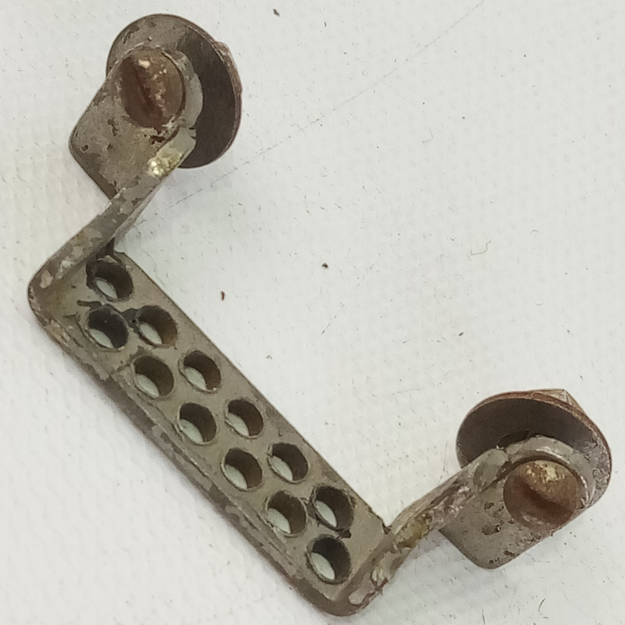 Duplex Leedy Snare Drum Butt Plate Nickel 1 7/16"Vintage Wilson Bros Wire Holes — main photograph
