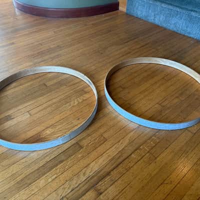 DW Collectors 22" WMP White Marine Pearl Bass Drum Hoop Pair Hoops image 4