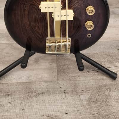 1980's Cort Bass Guitar 4 string 1980's - Glossy brown/black wood finish image 9