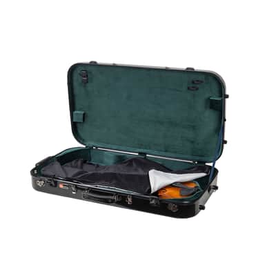 Crossrock Fiberglass Mandolin Violin Double Case-Fits A/F Style Mandolin and 4/4 Violin - Padded Straps, Interior Compartments, Fixed & Removable Padding-Includes TSA Lock-Black image 7