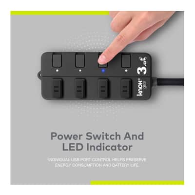 Knox Gear 4 Port 3.0 USB Hub with Individual Switches and LED Lights image 5