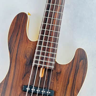 Pensa J-534 Ziricote Top Chambered 5-String Bass 2023 - Natural / Aztec Gold image 3