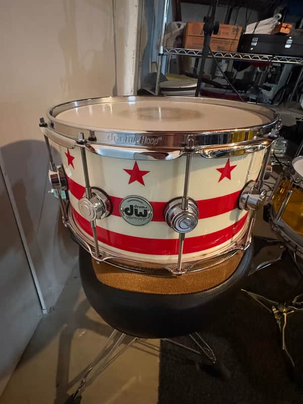 DW 14" x 7" Collector's Series Pure Maple Snare Drum - D.C. Flag Lacquer With Chrome Hardware - Washington D.C. Flag image 1