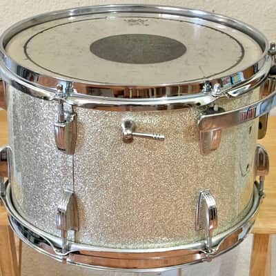 Vintage 1968 Ludwig 12" Tom Silver Sparkle white Interior for drum set kit 60s image 5
