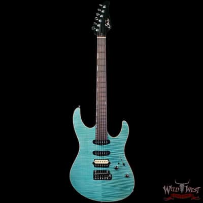Suhr Custom Set Neck Modern HSS Flame Maple Top SSCII System Blower Switch 24 Stainless Steel Jumbo Frets Bahama Blue 7.25 lbs image 3