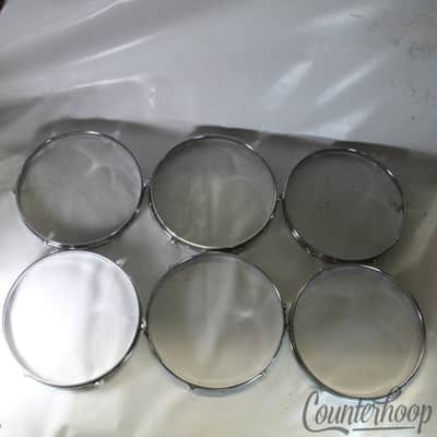 Pearl Chrome Rims Set 6x 13" Tom Drum Hoops Vintage 60s-70s Lot Parts image 3