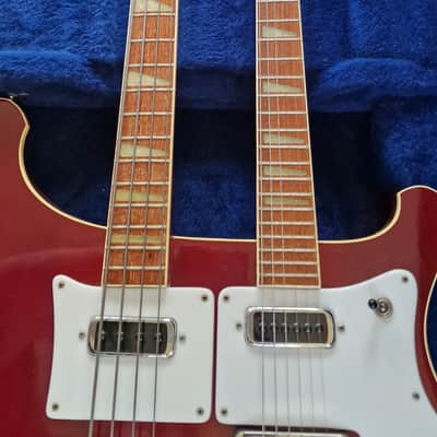 1981 Rickenbacker 4080 6/4 Double Neck 4001 Bass 480 Guitar Burgundy Red image 5