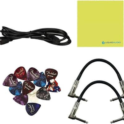 Tech 21 GED-2112 Geddy Lee Signature SansAmp Bundle w/ 2x Strukture S6P48 Woven Right Angle Patch Cables, 12x Fender Picks and Liquid Audio Polishing Cloth image 8