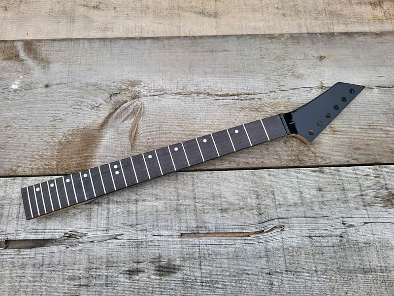 Reverse headstock 22 fret Shred Guitar Neck Replacement 25.5 scale Steel frets fast neck DIY image 1