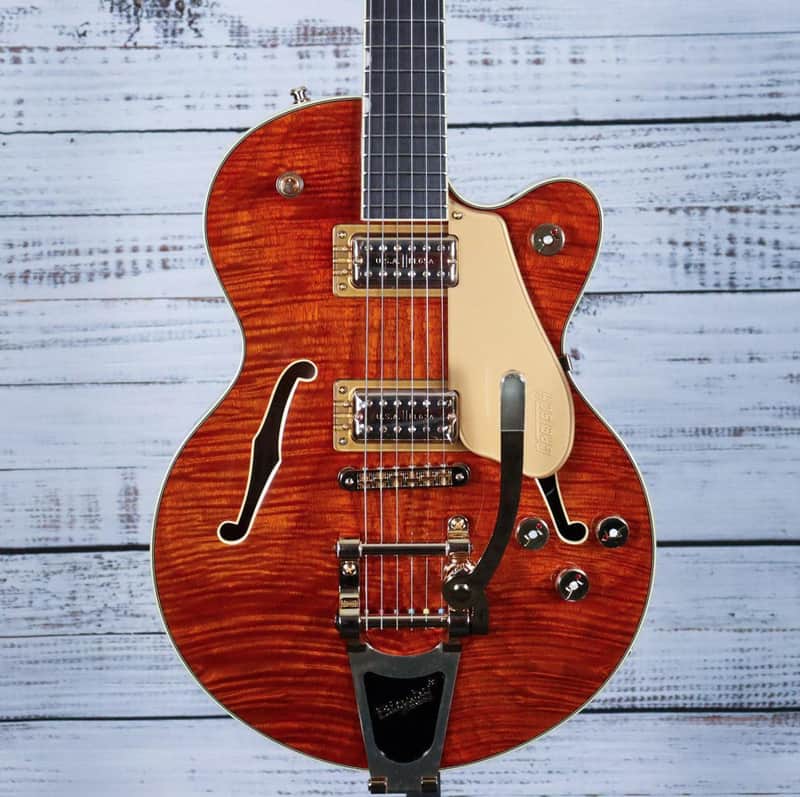 *DEMO* Gretsch Electromatic LTD Flame Okoume Broadkaster Jr. w/Bigsby | Roundup Orange image 1
