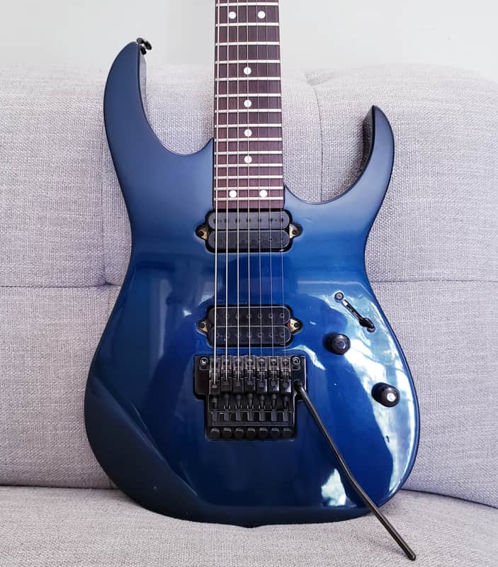 ゆう 1997 Ibanez RG 7620 Metalic Blue 7 String Guitar with OHSC and