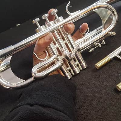 5 5/8 Big Bell Silver Trumpet Bb C Heavy Cap w/D2H Mouthpiece image 2
