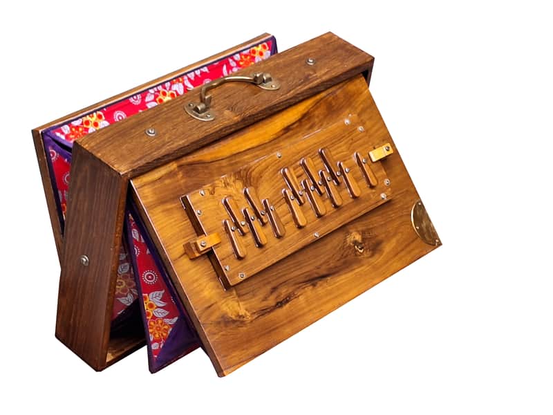 Indian Shruti Box 13 Notes 1 Octave Teak Wood 440Hz Drone Instrument with Bag image 1