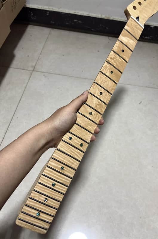 22 fret AAA flame Maple Electric Guitar neck natural gloss 25.5 in DIY parts image 1