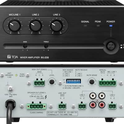 TOA BG-235 CU 3 Channel Mixer Power Amplifier 35 Watts for Paging and Music image 3