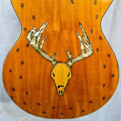 Blueberry Handmade Grand Concert Acoustic Guitar White-Tail Deer Motif image 8