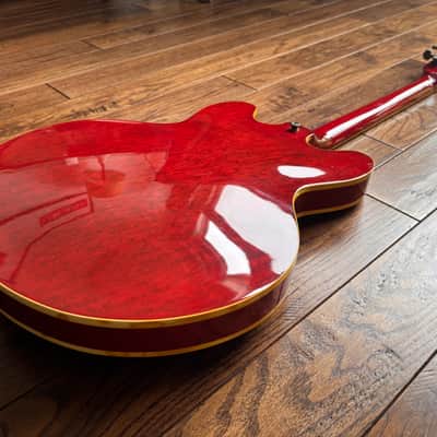 Rare 1980 Matsumoku Epiphone Riviera Semi-Hollow Blue Label Stop Tail Heritage Cherry MIJ Japan image 12