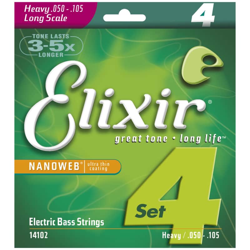 Elixir 14102 Nanoweb Nickel Plated Steel Long Scale Electric Bass Strings - Medium (50-105) image 1