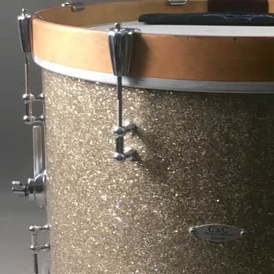 C&C Custom 2 Piece Jazz Bop Kit 18” Bass + 13” Snare Ginger / Champagne Glass Glitter Made in USA Maple Shells image 18