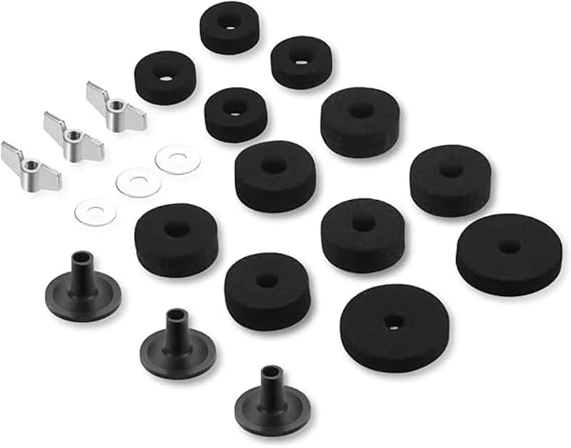 21 Pcs Cymbals Replacement Accessories Cymbal Stand Felts Hi-Hat Clutch Felt Cup with Sleeves, Base Wing Nuts and Washers for Drum Set Black image 1