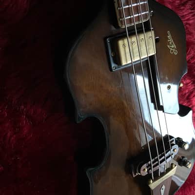 c.late 1960s Aria/Univox Matsumoku EB-1 Style Scroll Bass MIJ Vintage Bass Very Rare Bass “Brown” image 5