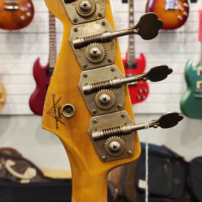 Fender Custom Shop '61 Jazz Bass Heavy Relic 4-String Bass Guitar, Rosewood Fingerboard, Sherwood Metallic image 6