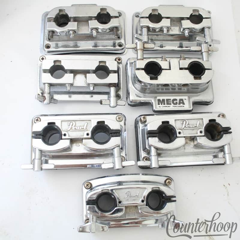 *Pearl 1x Bass Drum Mount Double Tom Arm Post Receiver Vintage 80s Chrome Heavy image 1