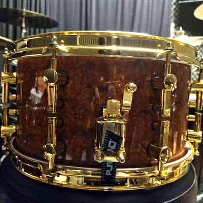 Sonor Artist Series 13x7 Amboina Burl Snare Drum — Excellent Condition w/ Original Box | Gold Hardware image 5