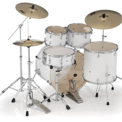 Export 5 Piece Shell Pack 22/16/13/12/14 Pure White - Hardware And Sabian Cymbals image 3