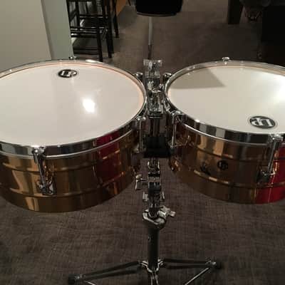 Latin Percussion LP256-BZ Tito Puente Signature 13" / 14" Bronze Timbales w/ Stand
