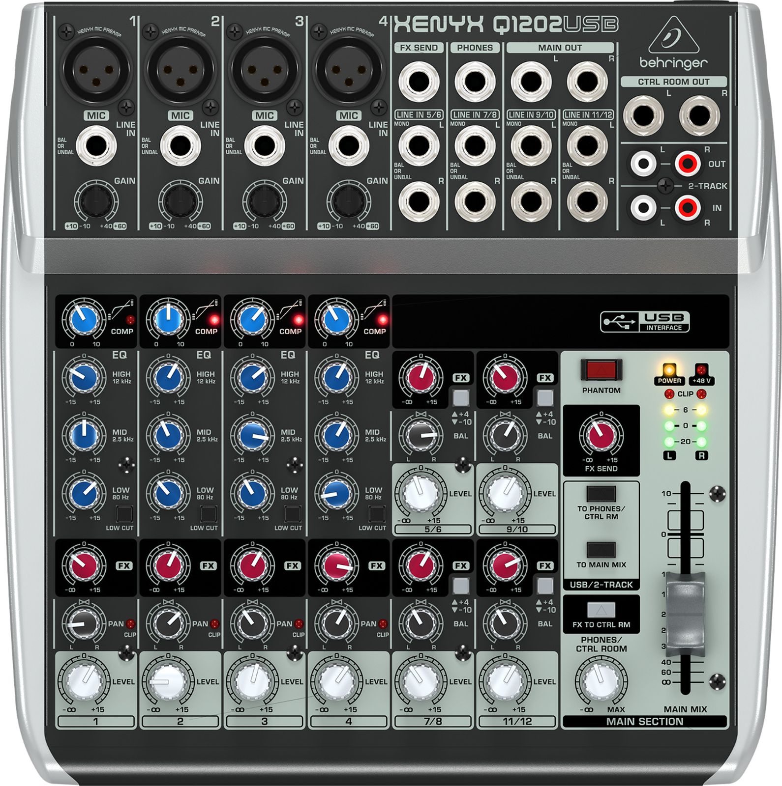 Behringer XENYX Q1202USB パワードミキサー Behringer Xenyx Q1202USB 12-Input Mixer with USB Interface | Reverb