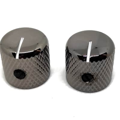 2 Telecaster cosmo black white line Metal Dome Knobs for 1/4 (6,35mm) SolidShaft image 1