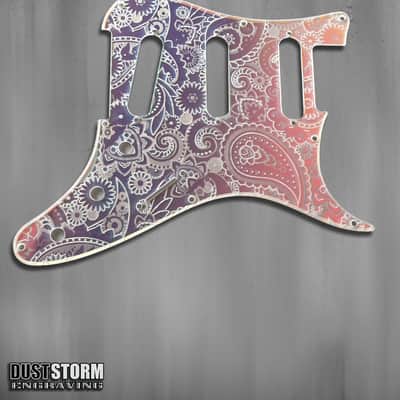 Paisley Pickguard Tremolo Cover Set Engraved Iridescent Rainbow Acrylic Mirror for PRS Silver Sky image 11
