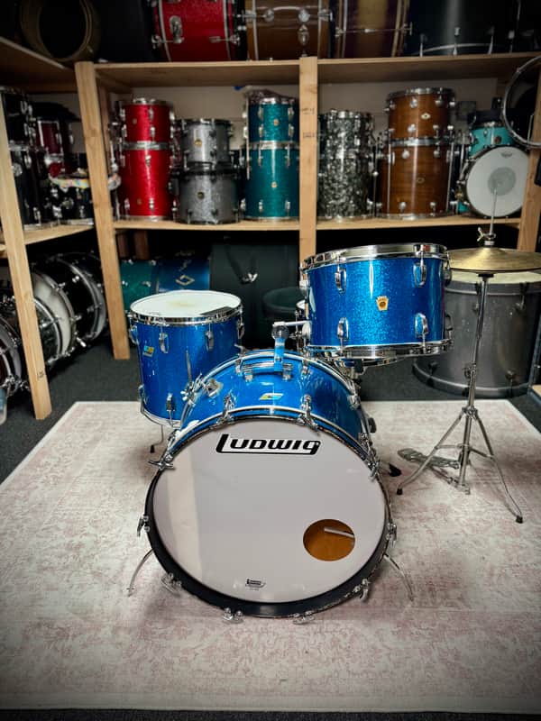 Ludwig Vintage Drum Set  1969 - Blue Sparkle image 1