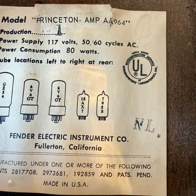 Fender Princeton Amp 1965 - Blackface Pre CBS Mint No Logo (1964/5 transition model) image 7