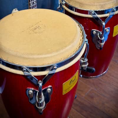 Pearl Professional Series Mini Congas 1990s - Cherry Red w/ Stand image 3