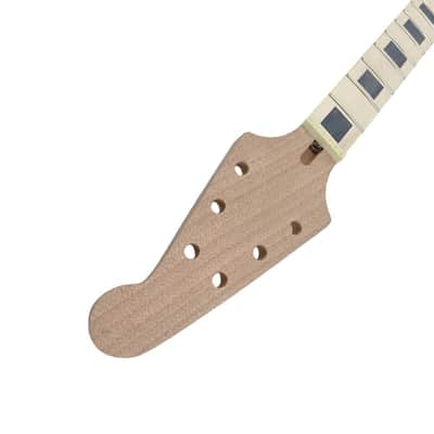 22 Fret Electric Guitar Neck 24.75" Maple Bound Maple Fretboard Block Inlay Unfinished image 4
