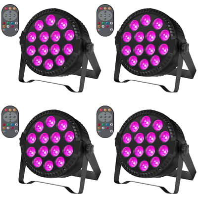 Stage Lights, 4 Pack Led Par Lights Rgbw Dj Stage Lighting 14X6W Uplights For Events By Sound Activated And Dmx Control For Wedding Church Live Show Disco Halloween Christmas Parties image 1