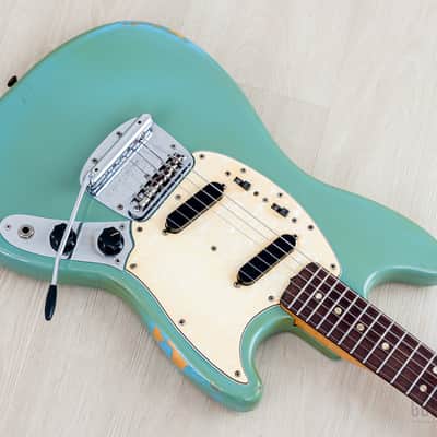 1968 Fender Mustang Vintage Offset Guitar Daphne Blue w/ Case image 9