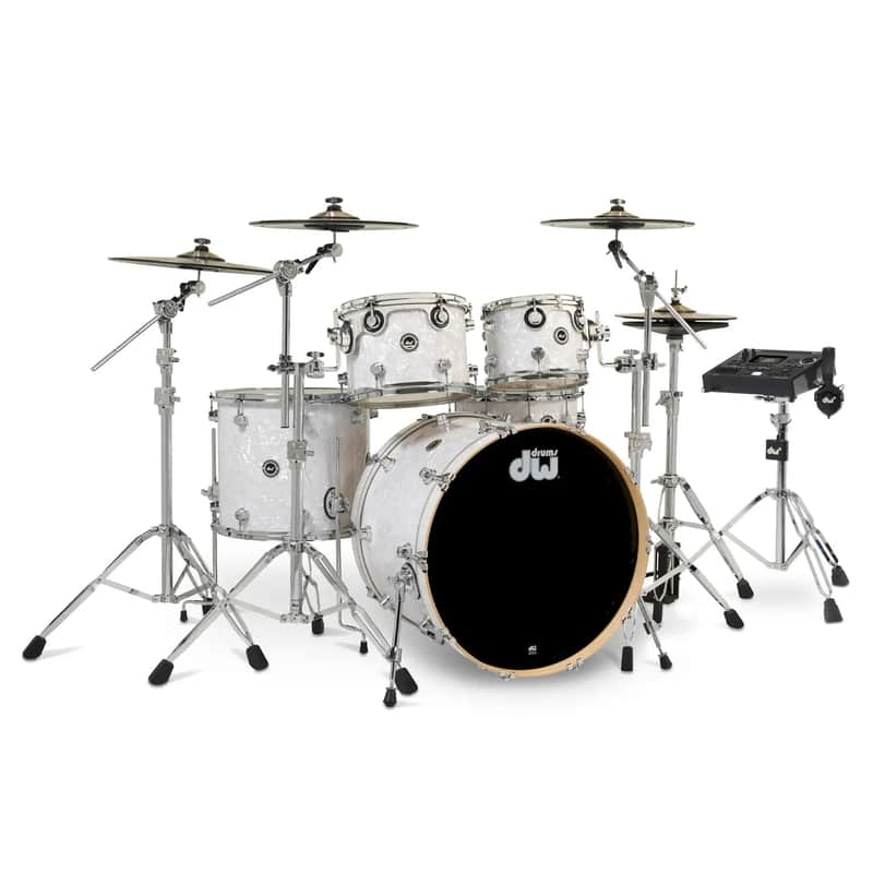 DW DWe 5pc Complete Electronic/Acoustic Drum Set w/Roland V51 White Marine image 1