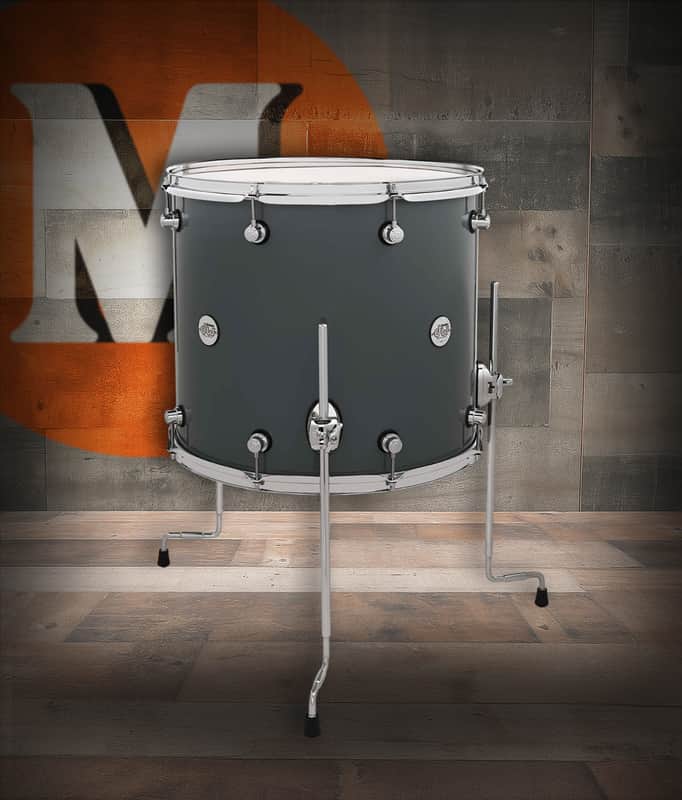 DW Design Series Maple Floor Tom, 16x18 - Steel Gray Lacquer w/Chrome Hardware (DDLG1618TTSG) image 1