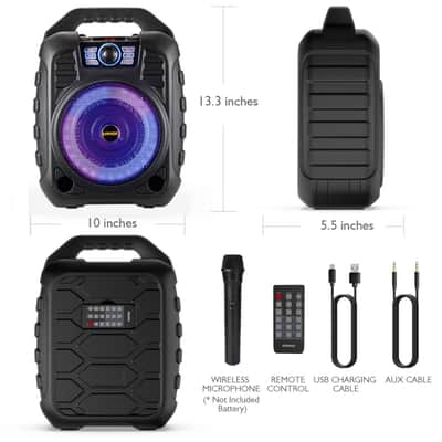 EARISE T26 Portable PA System with Wireless Microphone, Bluetooth Speaker, Karaoke Machine, FM Radio, Audio Recording, Remote Control, TF Card/USB/AUX Support image 8