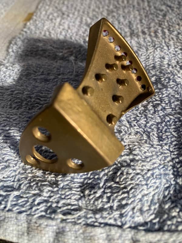 Allen MR-10 mandolin cast tailpiece Unplated Bronze aged patina image 1