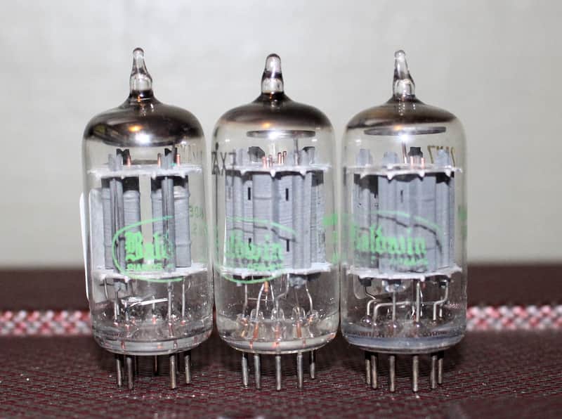 SYLVANIA 12AX7 ECC83 PERFECT MATCH TRIO LONG PLATE HALO GETTER TEST NOS++ VINTAGE 1961 image 1