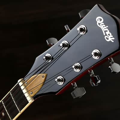 Quincy 335 deluxe style electric guitar Vancouver by Quincy with Black DR strings 2017 Spalted Maple image 4